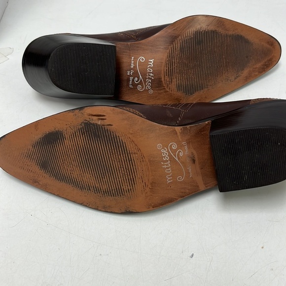 Matisse Vintage Brown Leather Western Pointed Toe Slip On Heel Mule Ankle Boots - Picture 2 of 5